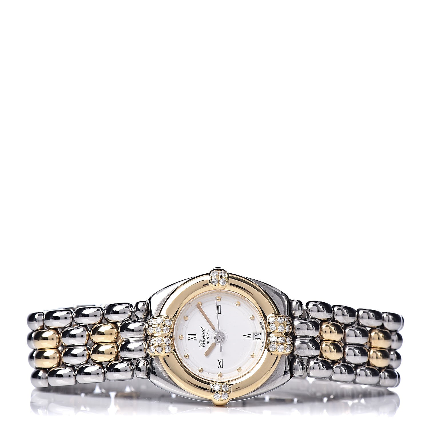 Chopard Stainless Steel 18K Yellow Gold Diamond 23mm Gstaad Quartz Watch 3 of 6