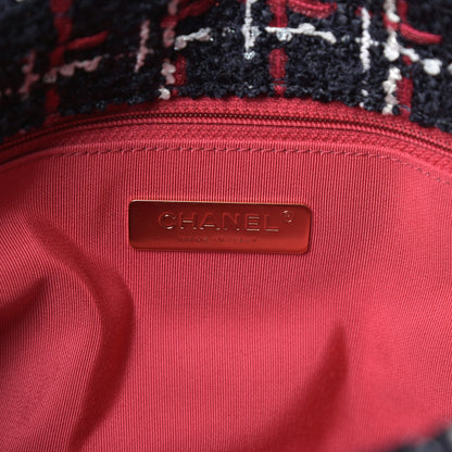 Chanel Tweed Quilted Medium Chanel 19 Flap Navy Blue White Red 6 of 11