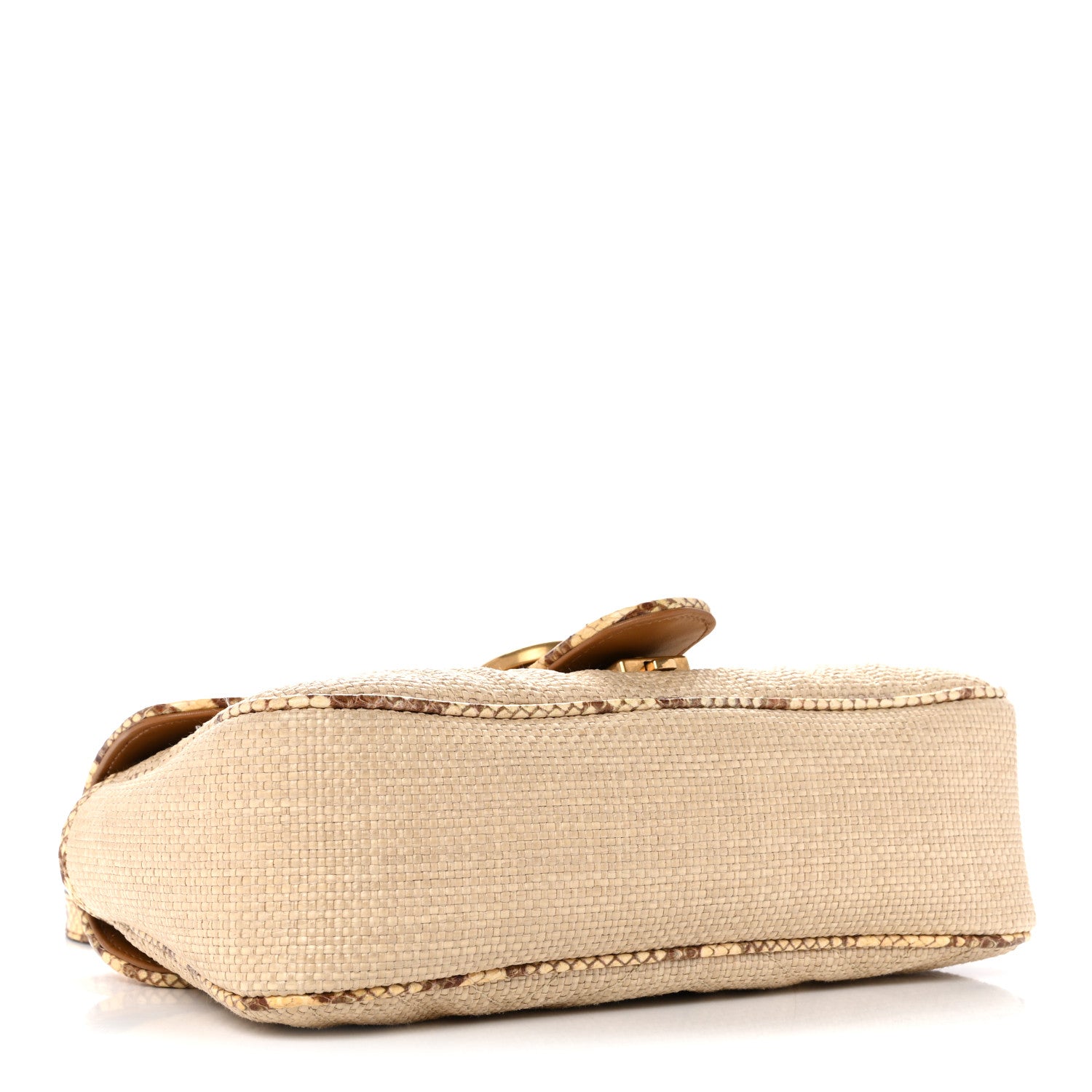 Gucci Raffia Elaphe Matelasse Small GG Marmont Shoulder Bag Natural Cream Brown 4 of 14