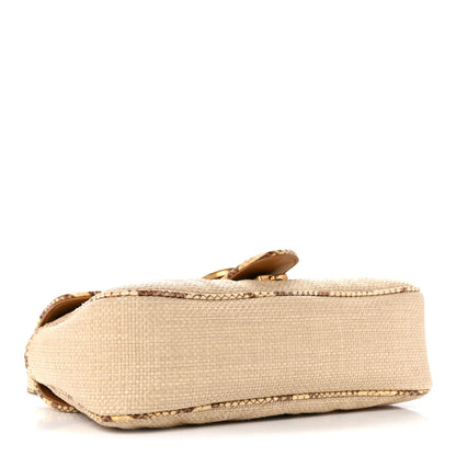 Gucci Raffia Elaphe Matelasse Small GG Marmont Shoulder Bag Natural Cream Brown 4 of 14