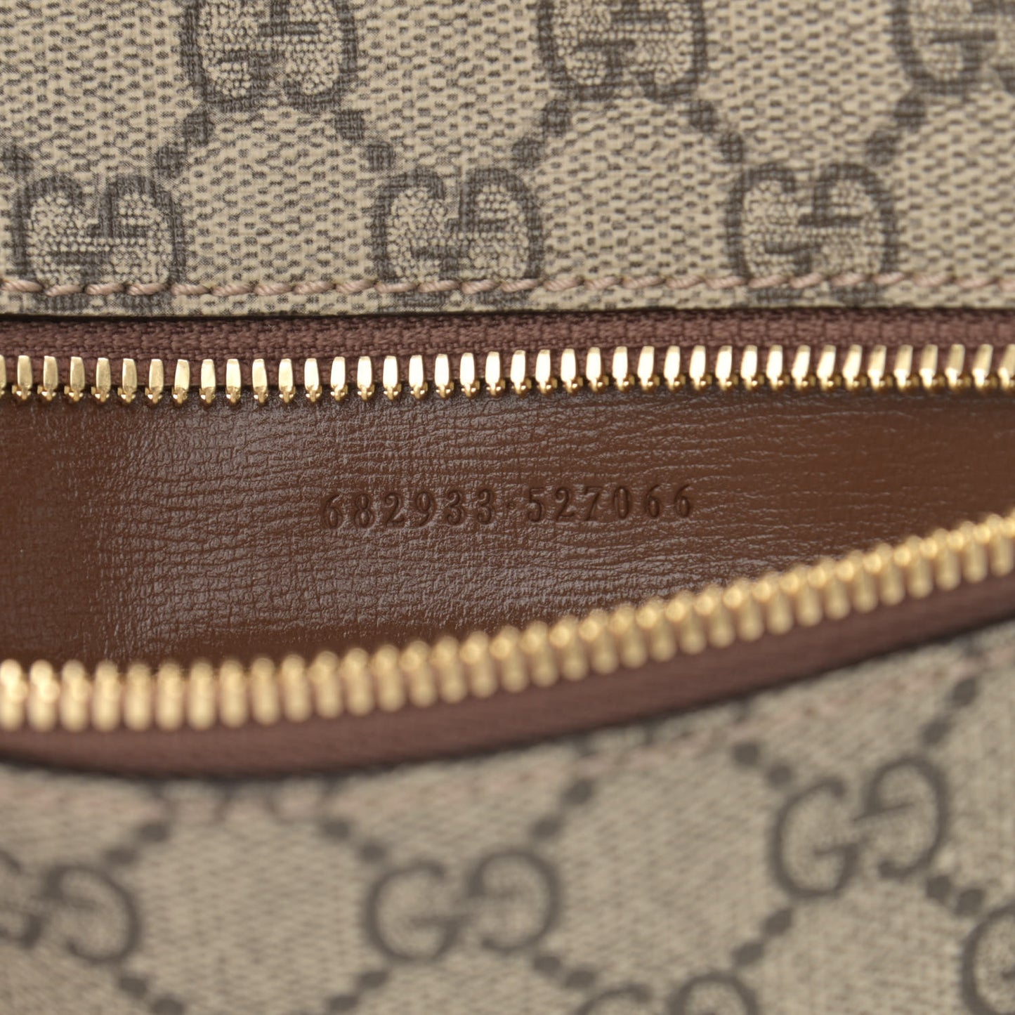 GG Supreme Monogram Textured Calfskin Retro Interlocking G Belt Bag Beige Ebony Brown Sugar