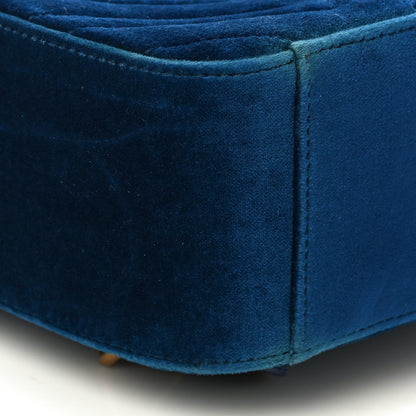 Gucci Velvet Matelasse GG Marmont Dome Backpack Cobalt Blue 9 of 10