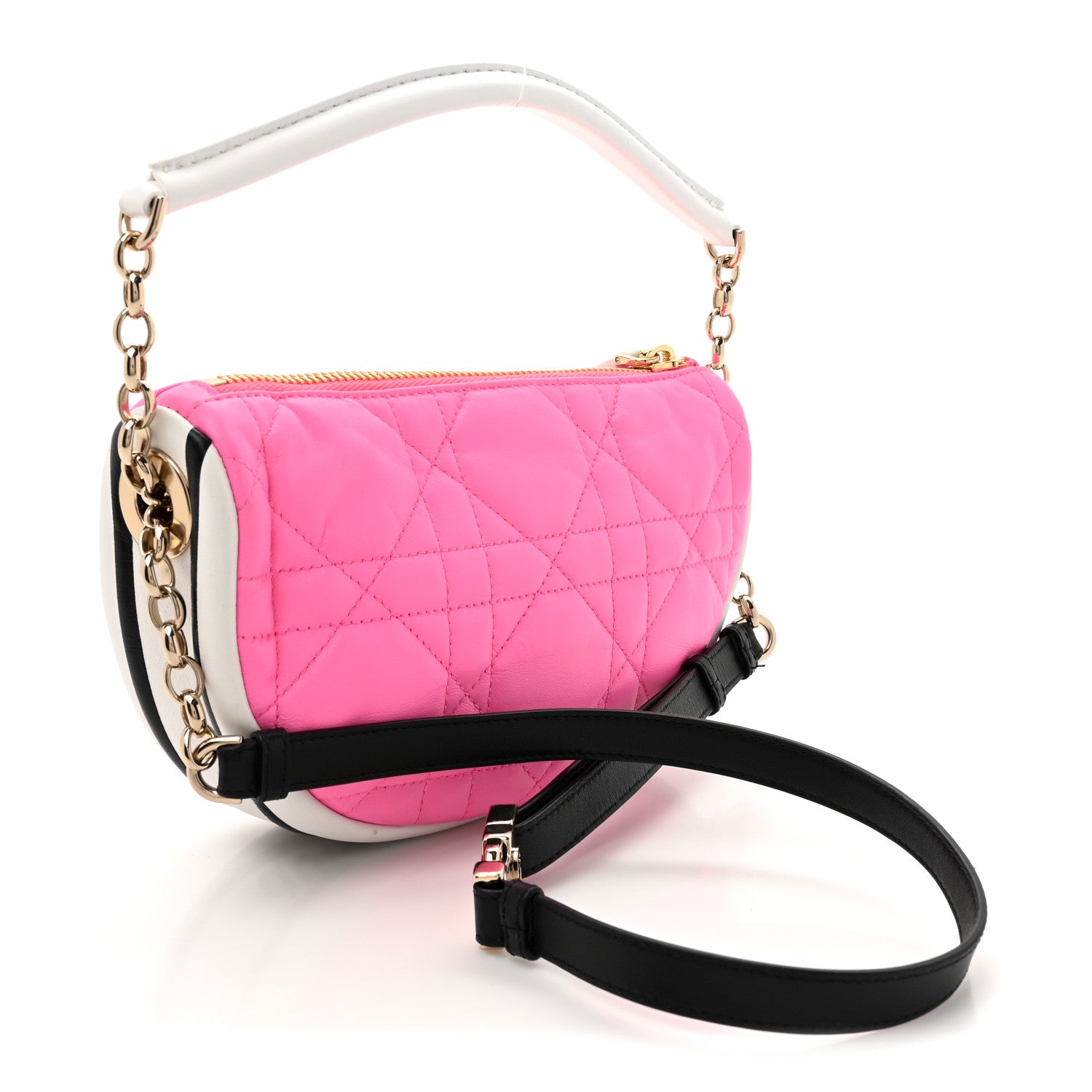 Christian Dior Lambskin Cannage Small Dior Vibe Hobo Bag Pink 3 of 12