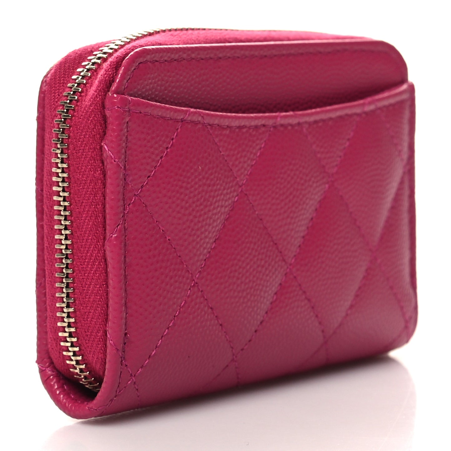 Caviar Quilted Zip Coin Purse Fuschia