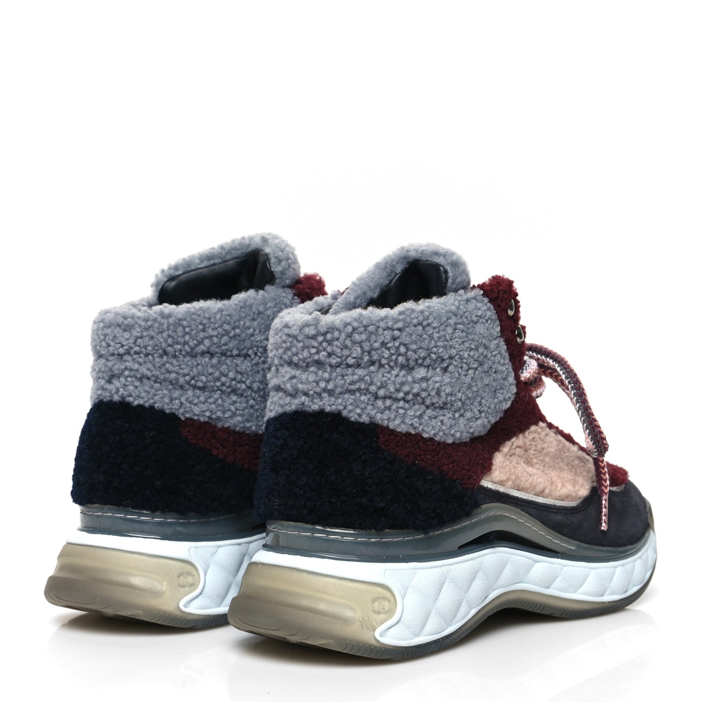 Shearling Suede CC High Top Sneakers 38 Burgundy