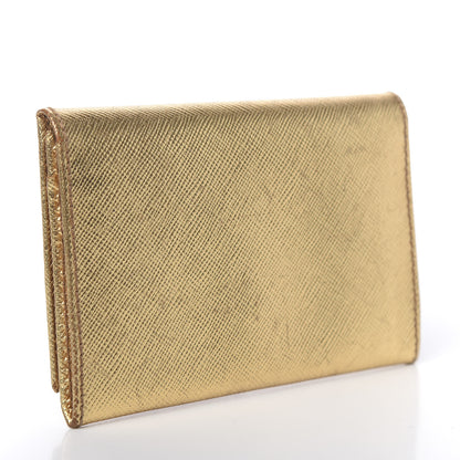Prada Metallic Saffiano Card Holder Platino 3 of 9