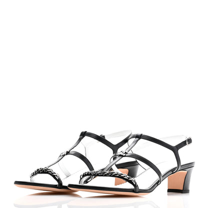 Chanel Lambskin Crystal CC Chain Sandals 38.5 Black 3 of 8