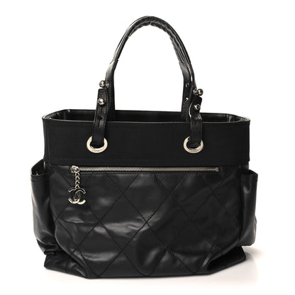 Chanel Coated Canvas Quilted Large Paris Biarritz Tote Black 1 of 23