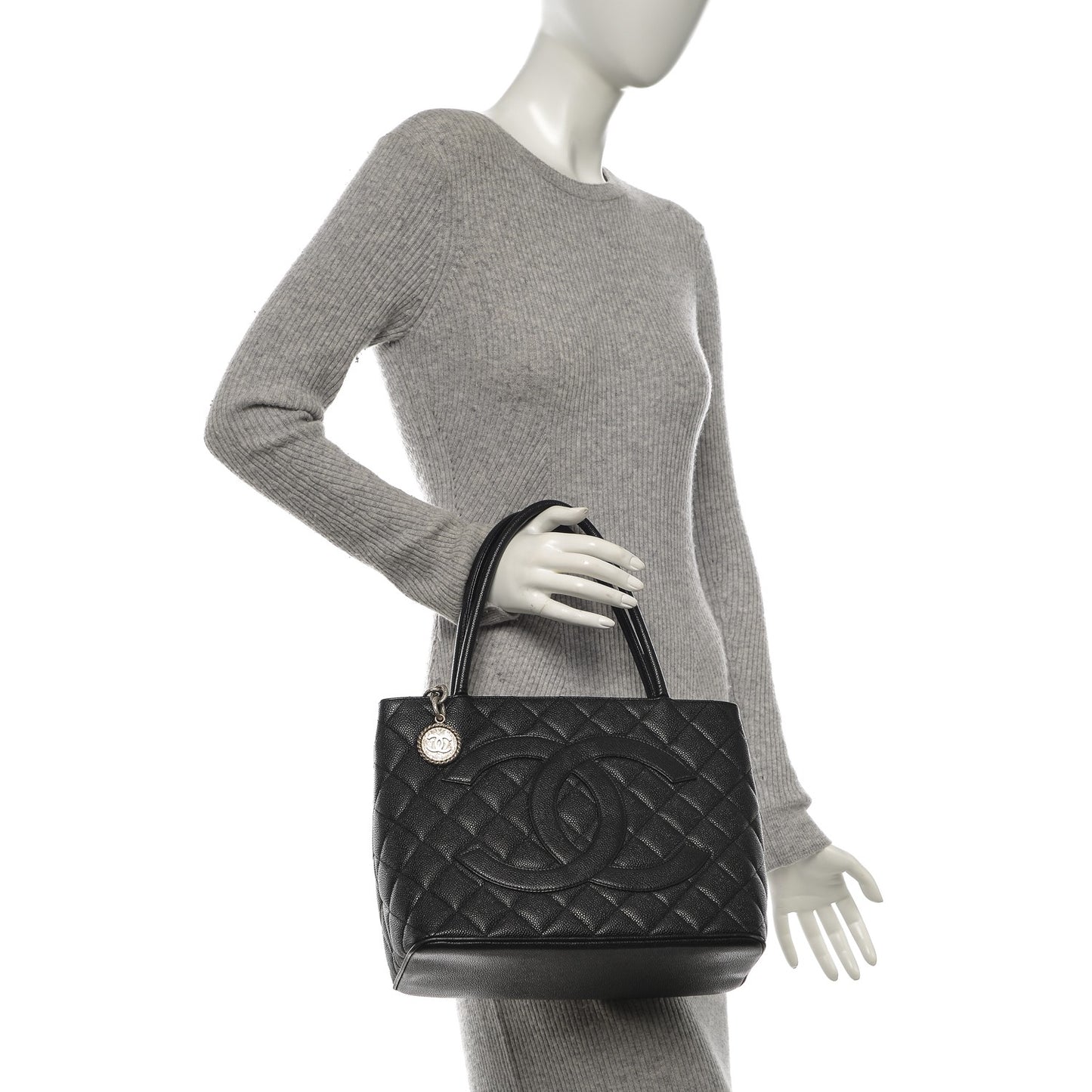 Caviar Quilted Medallion Tote Black