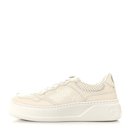 Gucci Calfskin GG Tennis Embossed Perforated Womens Platform 55mm Sneakers 39 Great White 1 of 10