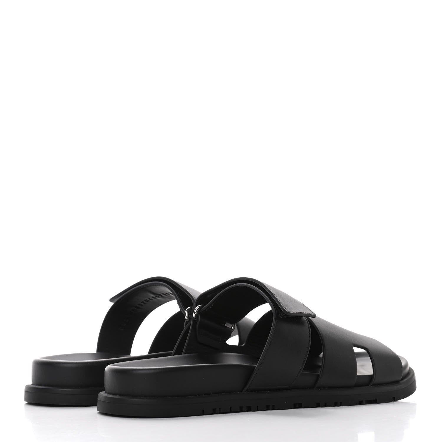 Hermes Calfskin Womens Chypre Sandals 40 Black 3 of 4