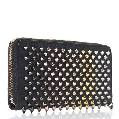 Christian Louboutin Calfskin Empire Panettone Spiked Zip Around Wallet Black 3 of 6