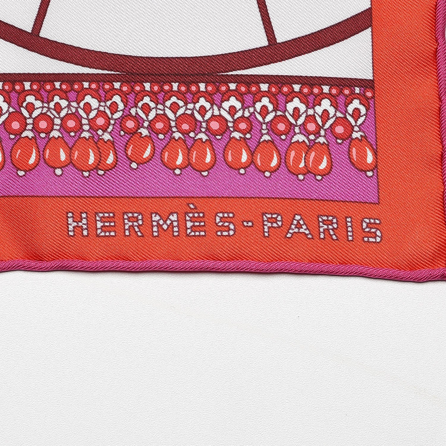 Hermes Silk Coupe De Gala Pocket Square Rose Pale Rouge Fuchsia 3 of 6