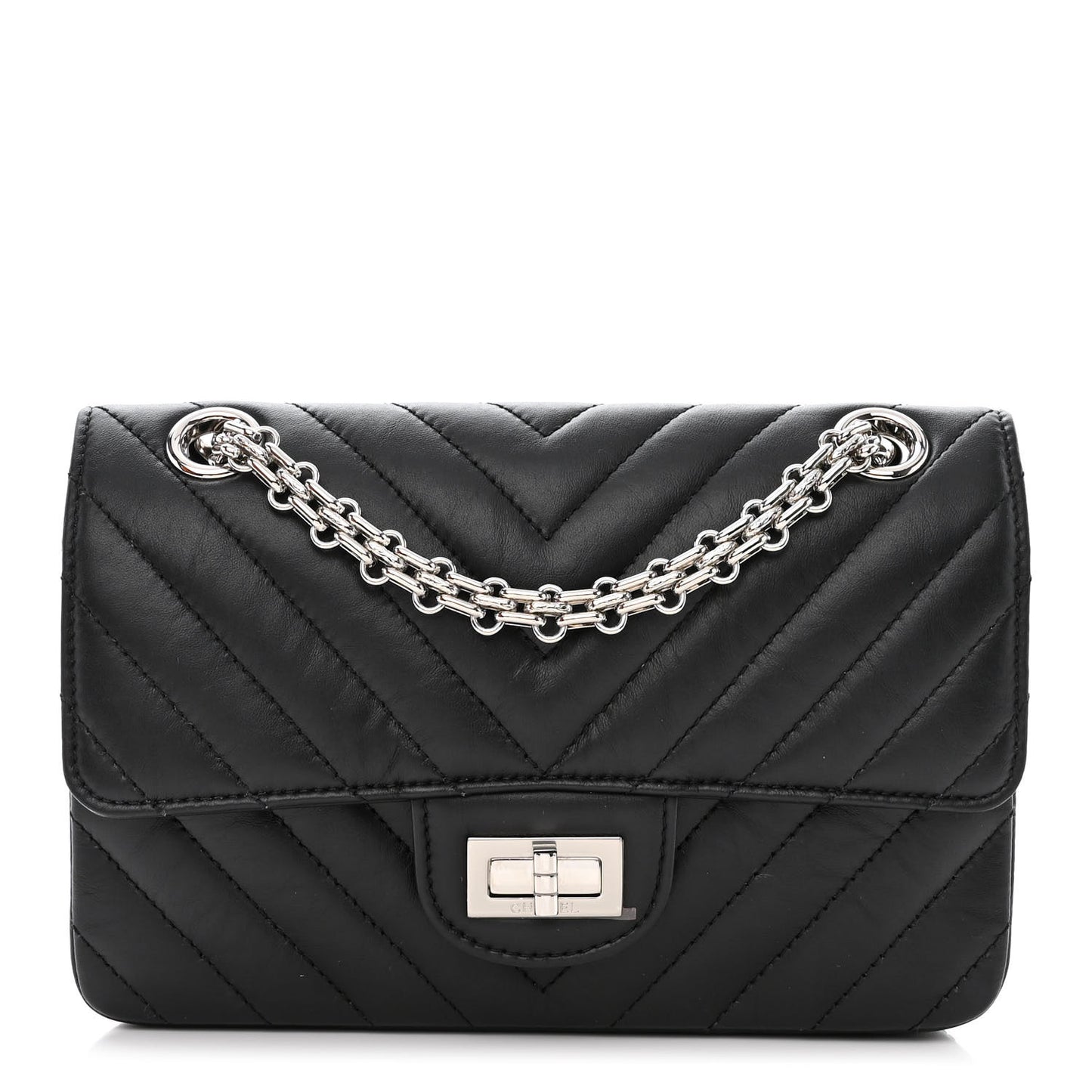 Aged Calfskin Chevron Quilted 2.55 Reissue Mini Flap Black
