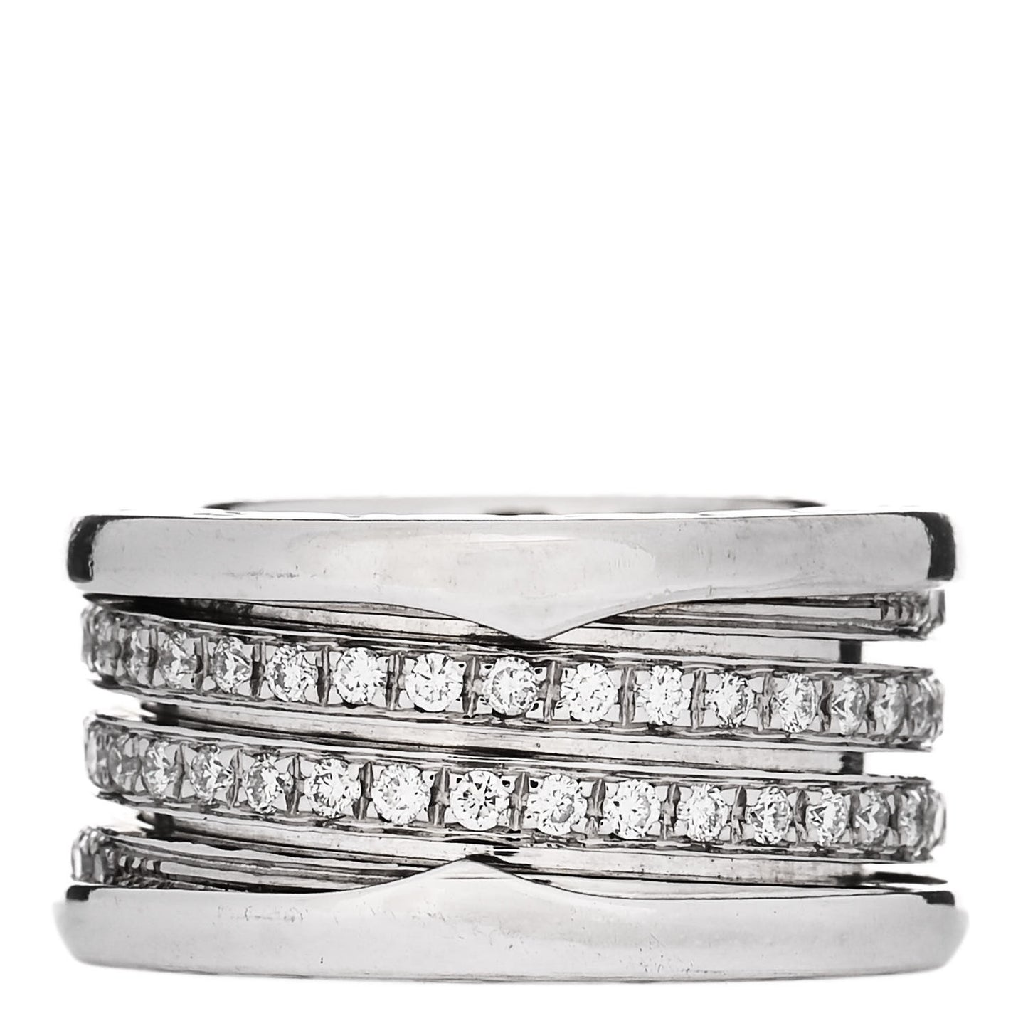 18K White Gold Diamond B.Zero1 Four-Band Full Pave Ring 49 4.75