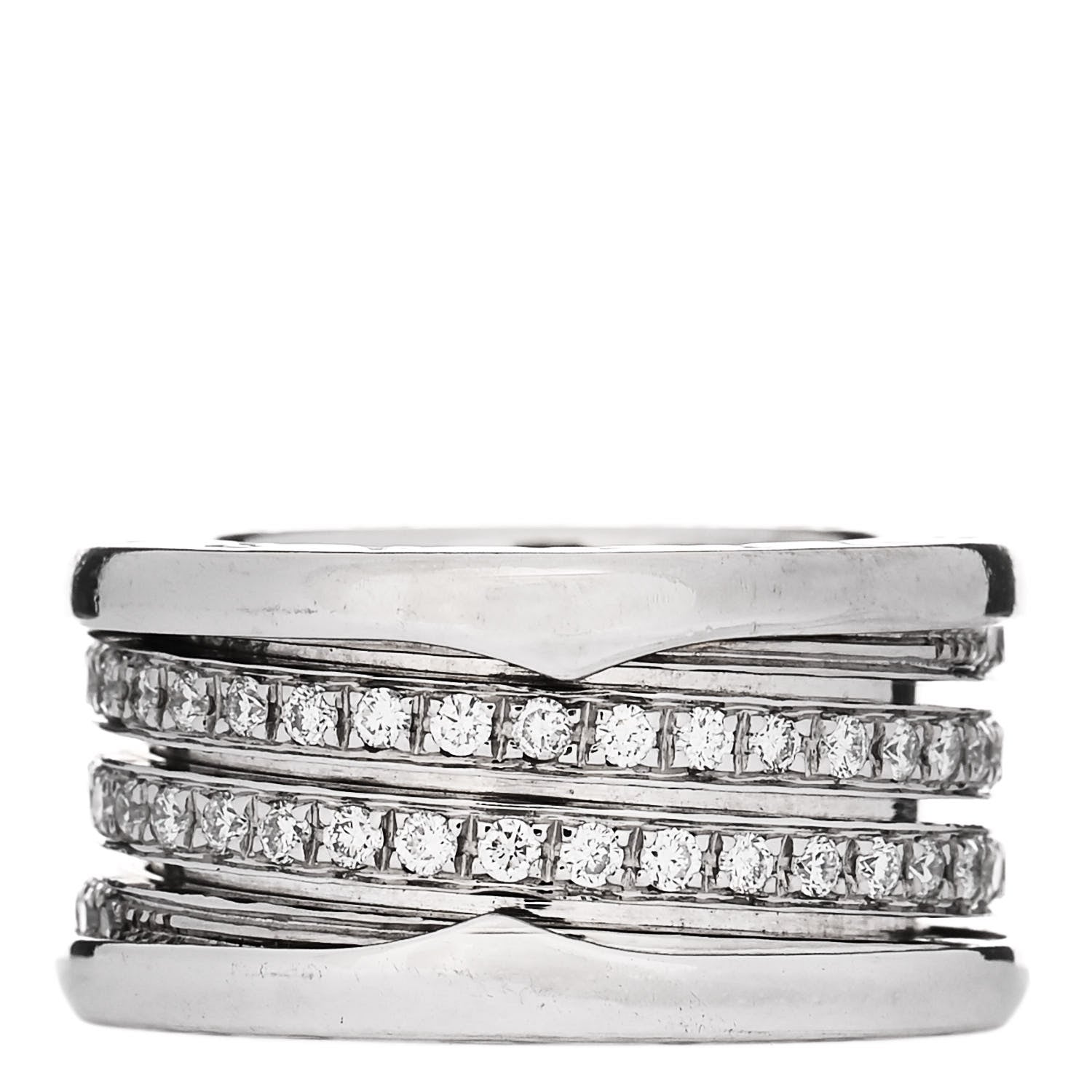 Bulgari 18K White Gold Diamond B.Zero1 Four-Band Full Pave Ring 49 4.75 1 of 5