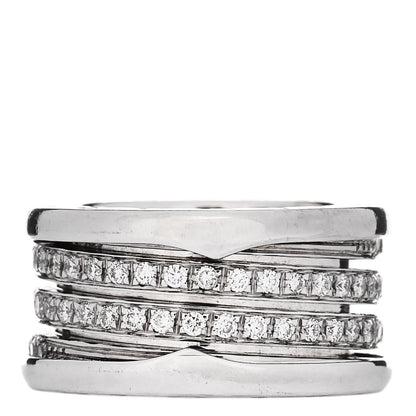 Bulgari 18K White Gold Diamond B.Zero1 Four-Band Full Pave Ring 49 4.75 1 of 5