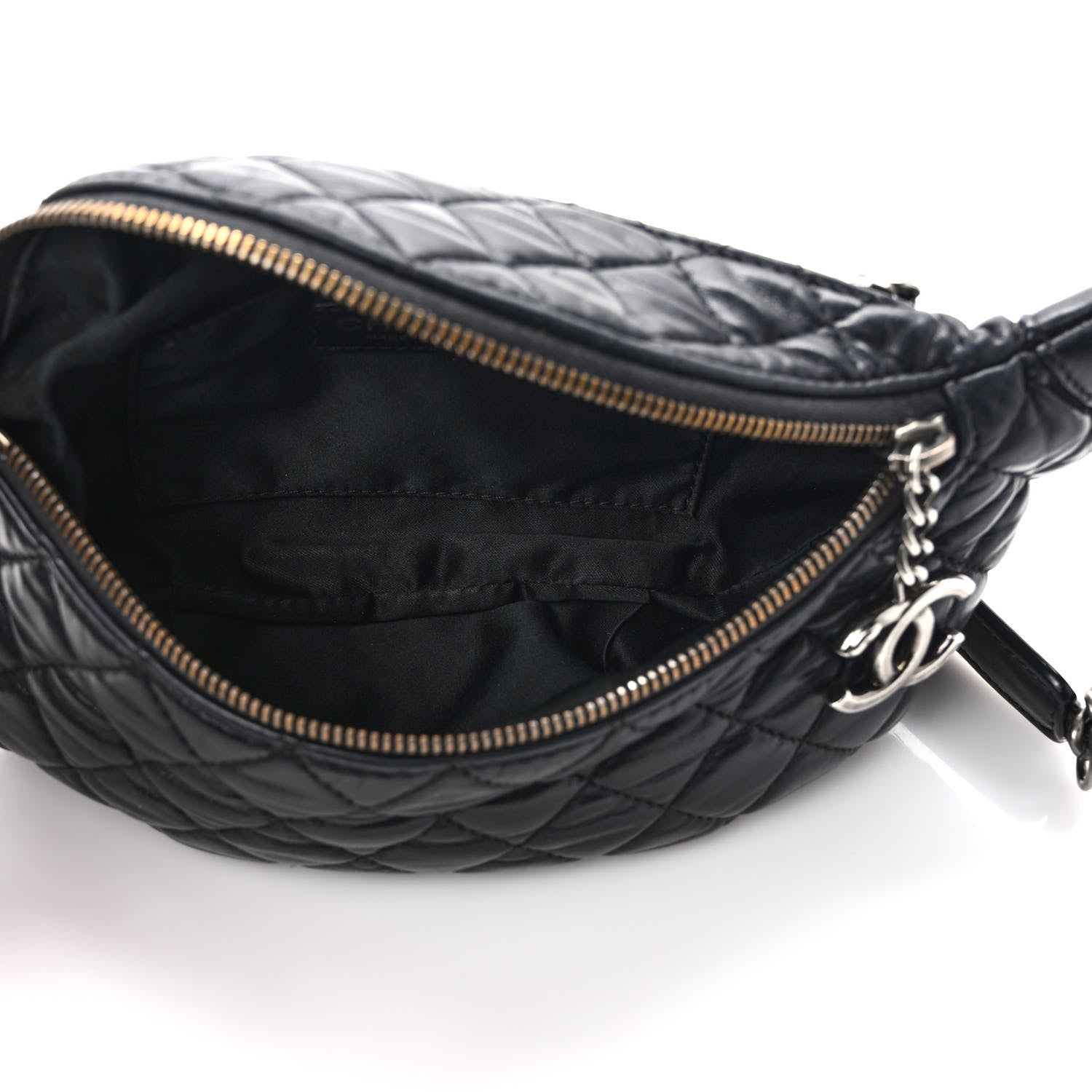 Chanel Lambskin Quilted Banane Waist Bag Fanny Pack Black 4 of 10