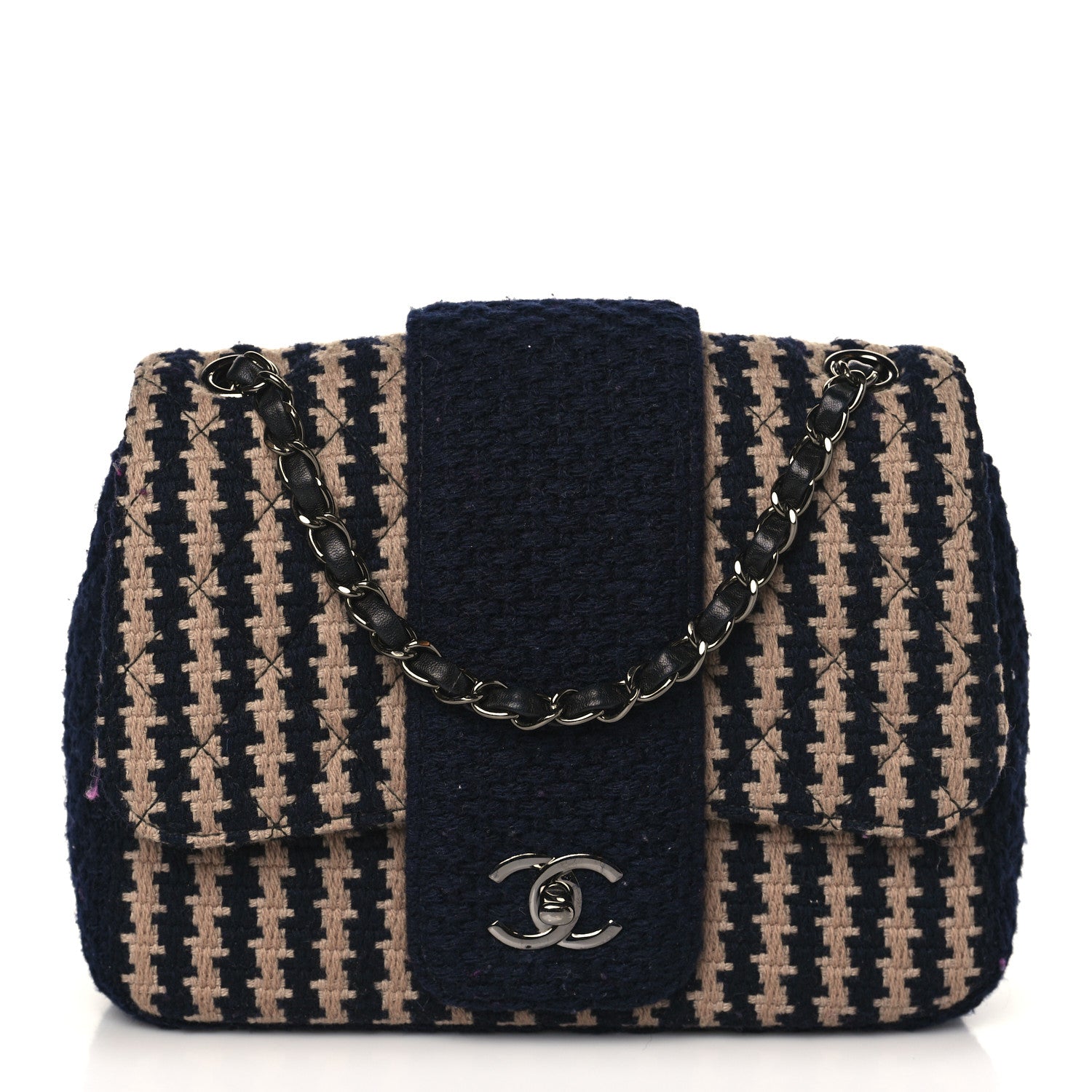 Chanel Tweed Small Elementary Chic Flap Blue Beige 1 of 8