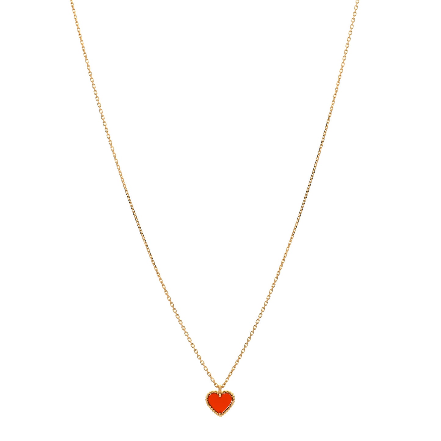 18K Rose Gold Carnelian Sweet Alhambra Heart Pendant Necklace