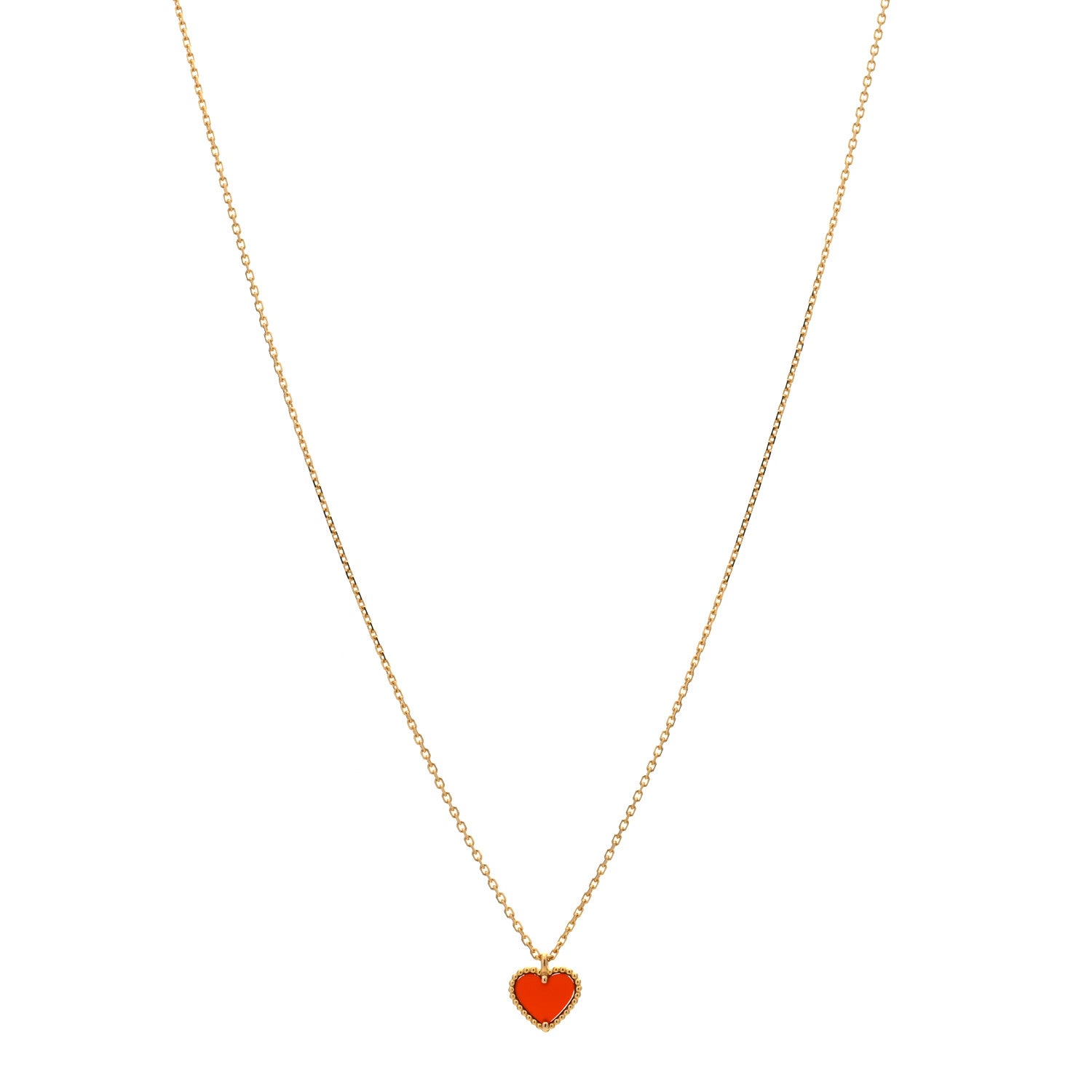 Van Cleef & Arpels 18K Rose Gold Carnelian Sweet Alhambra Heart Pendant Necklace 1 of 3
