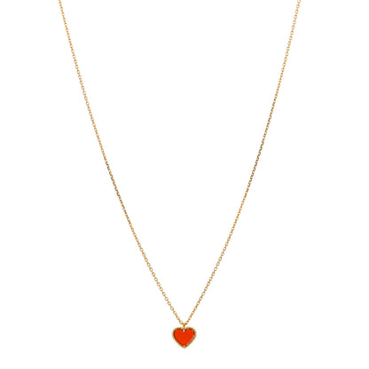 Van Cleef & Arpels 18K Rose Gold Carnelian Sweet Alhambra Heart Pendant Necklace 1 of 3