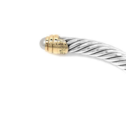 David Yurman Sterling Silver 14K Yellow Gold Pearl 5mm Cable Classics Petite Color Bracelet 3 of 3
