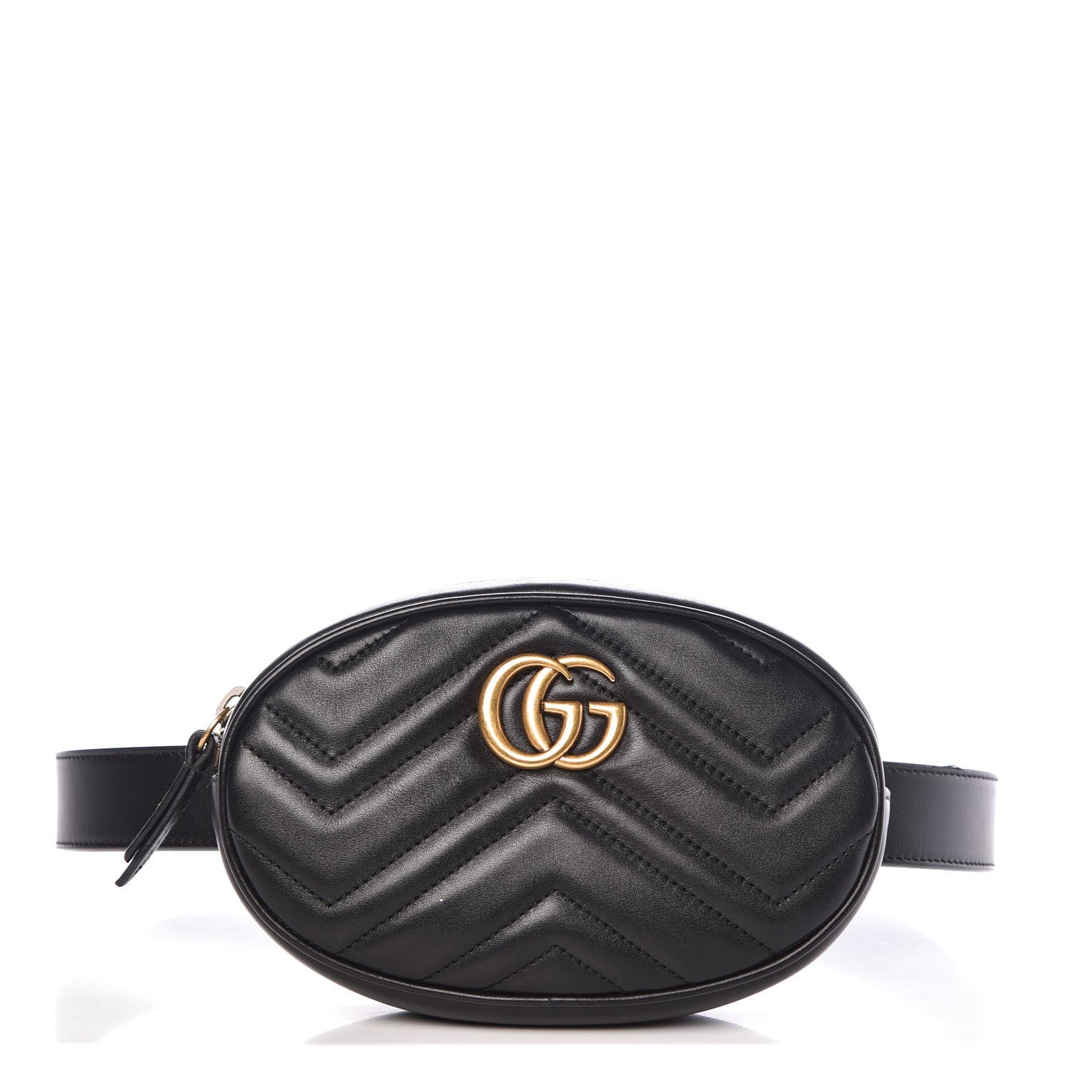 Gucci Calfskin Matelasse GG Marmont Belt Bag 75 30 Black 1 of 8