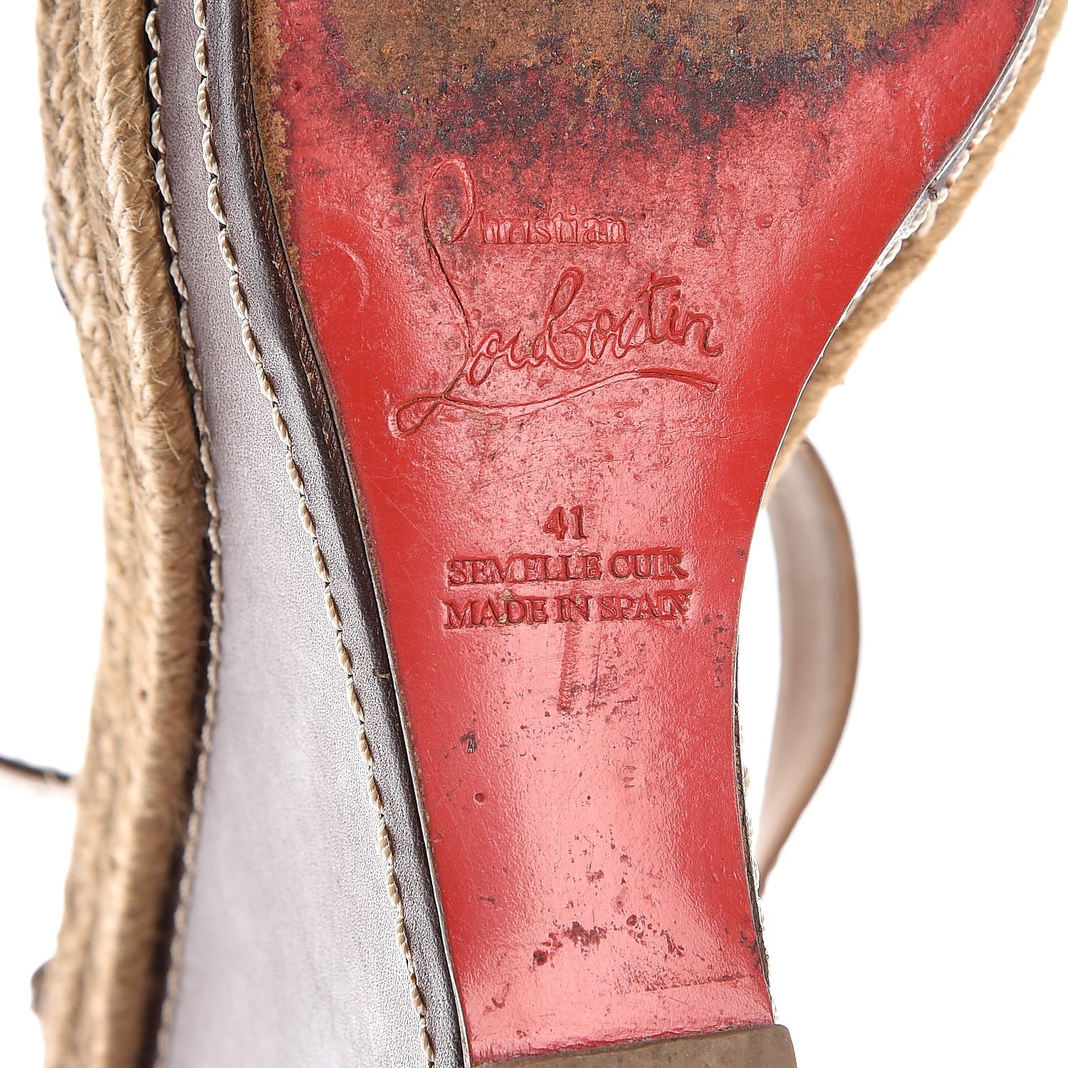 Christian Louboutin Calfskin Almeria 120 Wedge Sandals 41 Tobacco 8 of 9