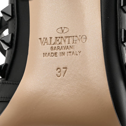 Valentino Garavani Calfskin Lacquered Monochrome Rockstud Ankle Strap 100mm Pumps 37 Black 8 of 9
