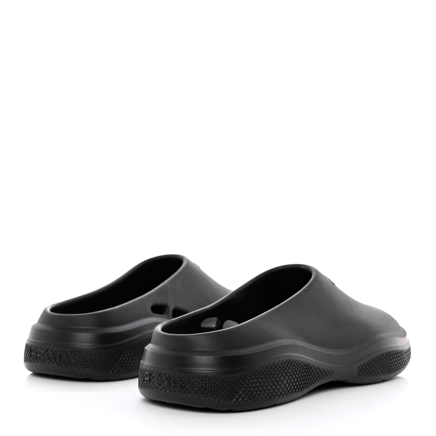 Soft Mellow Rubber Triangle Logo Embossed Mens Mules 42 Black