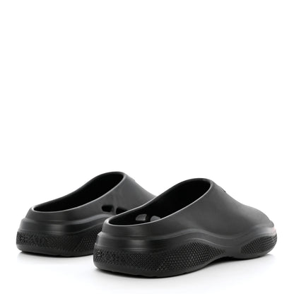 Prada Soft Mellow Rubber Triangle Logo Embossed Mens Mules 42 Black 4 of 10