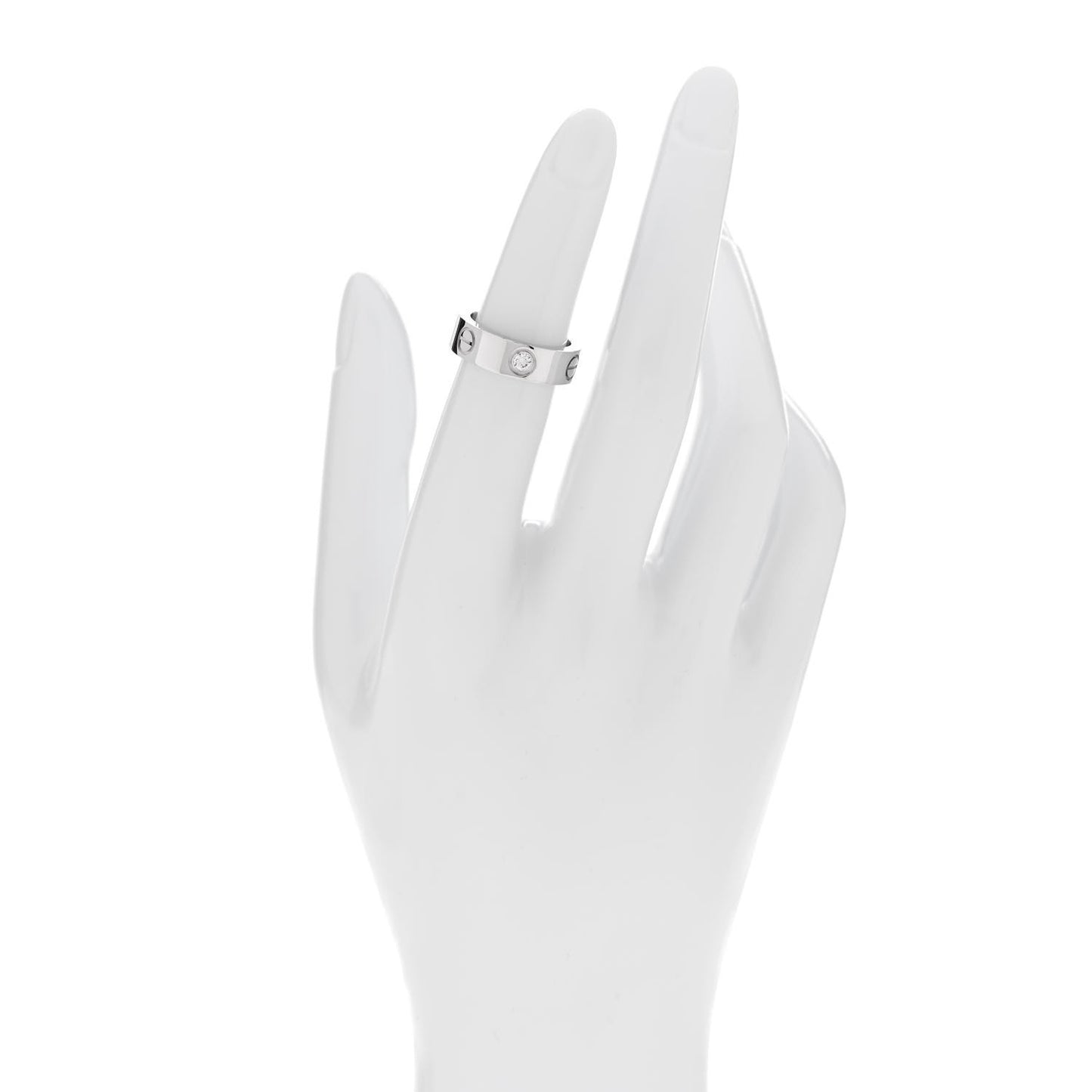 18K White Gold 3 Diamond 5.5mm LOVE Ring 49 5