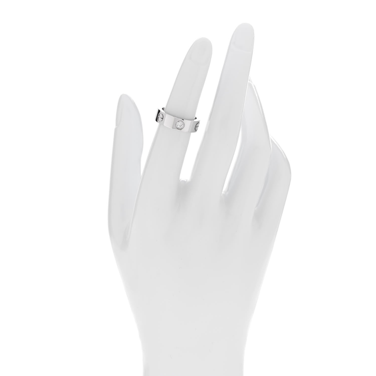 Cartier 18K White Gold 3 Diamond 5.5mm LOVE Ring 49 5 2 of 5
