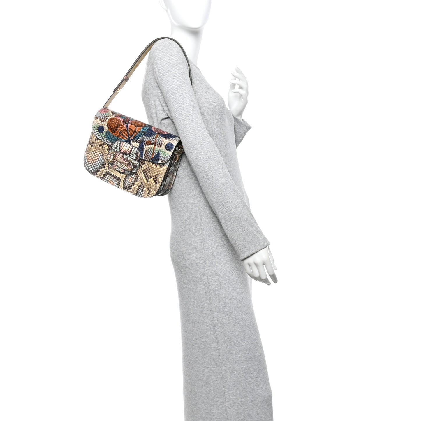 Snakeskin Horsebit 1955 Shoulder Bag Multicolor