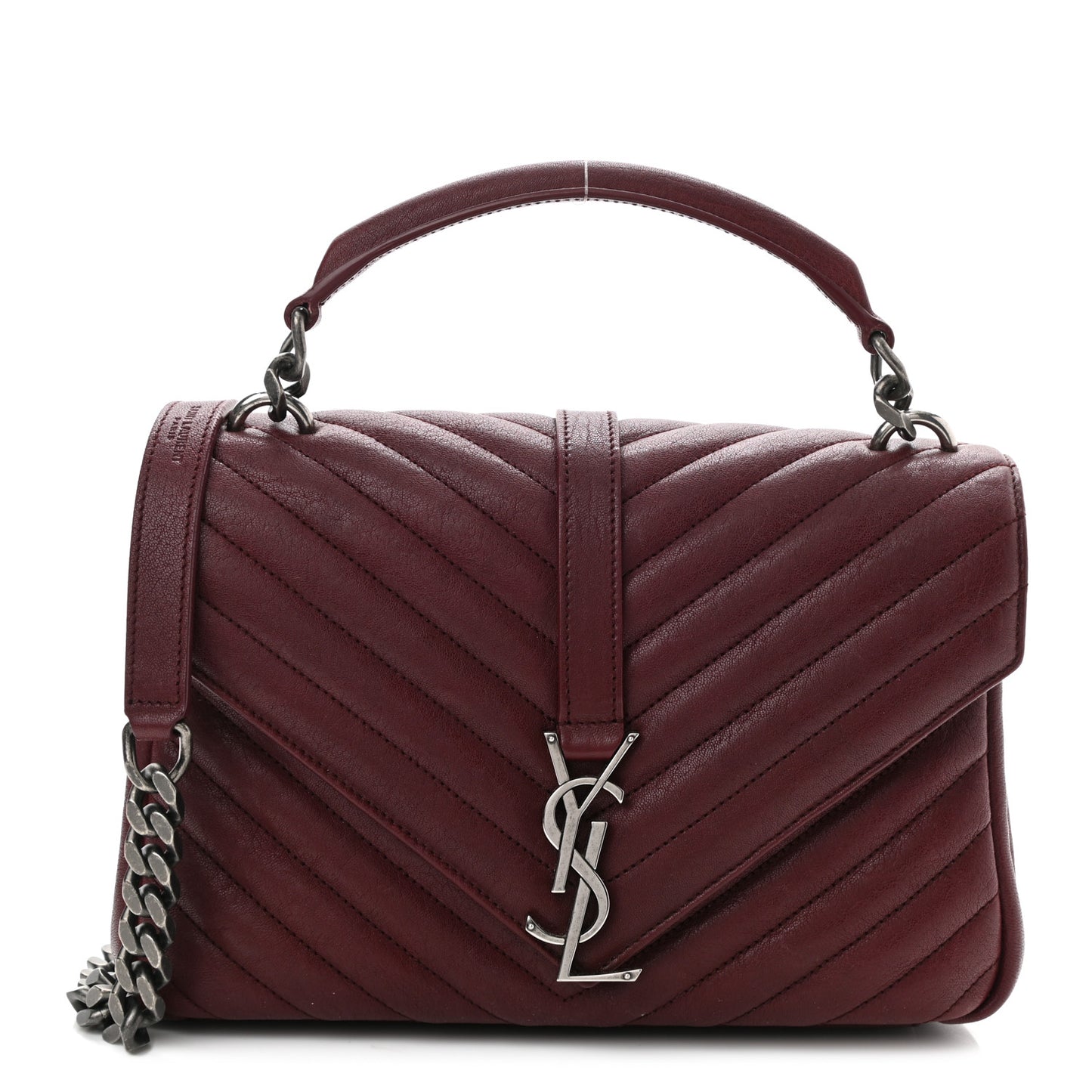 Sheepskin Matelasse Chevron Monogram Medium College Bag Rouge Legion