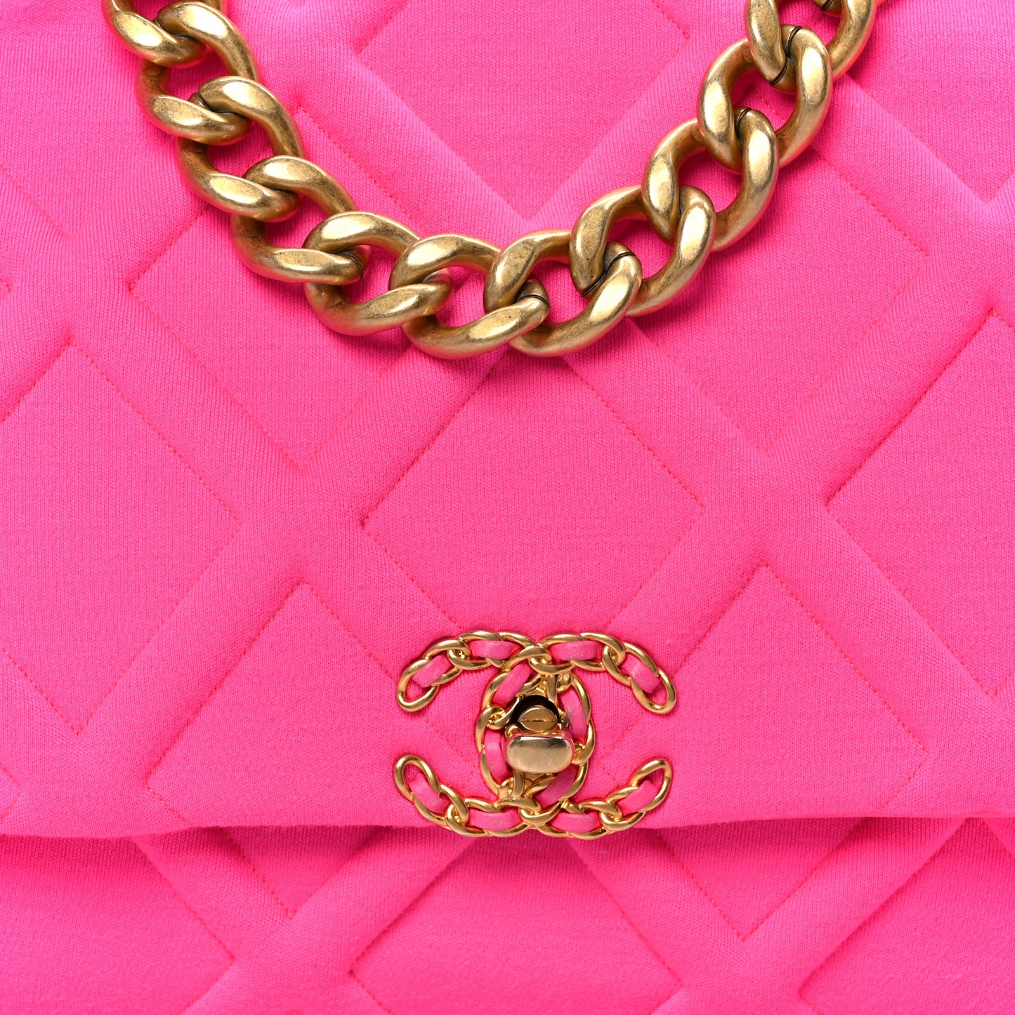 Jersey Lambskin Quilted Maxi Chanel 19 Flap Dark Pink