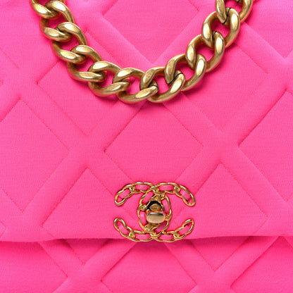 Chanel Jersey Lambskin Quilted Maxi Chanel 19 Flap Dark Pink 8 of 10