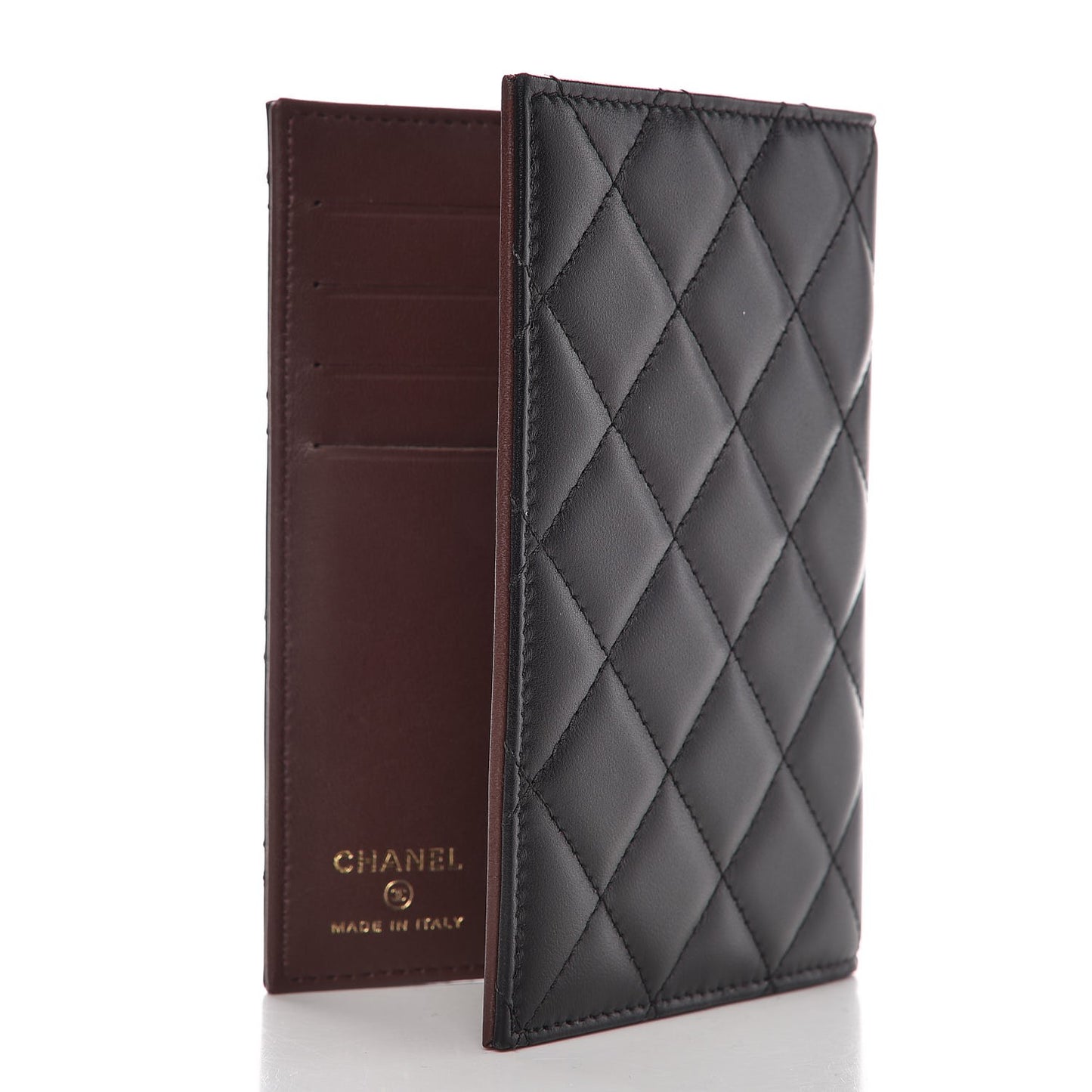 Lambskin Quilted Passport Holder Black