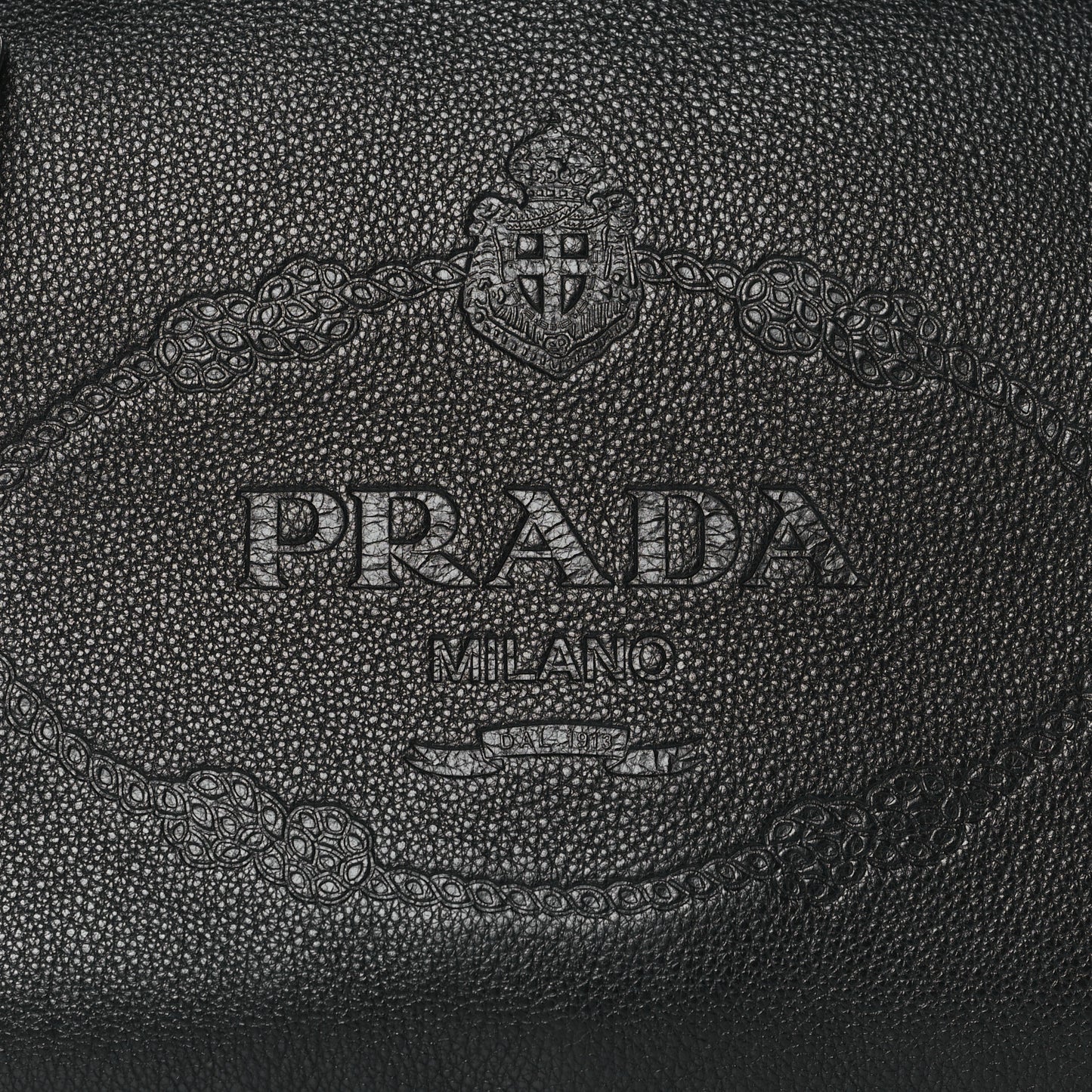Vitello Daino Embossed Logo Flap Shoulder Bag Black
