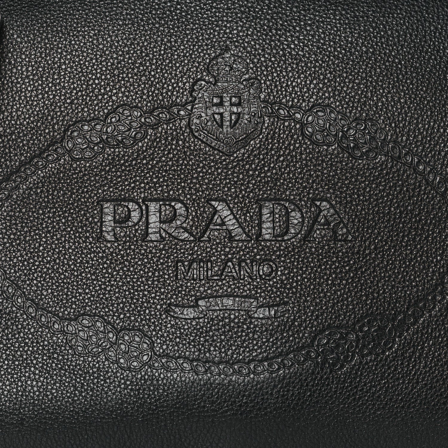 Prada Vitello Daino Embossed Logo Flap Shoulder Bag Black 7 of 11