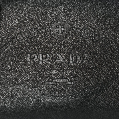 Prada Vitello Daino Embossed Logo Flap Shoulder Bag Black 7 of 11