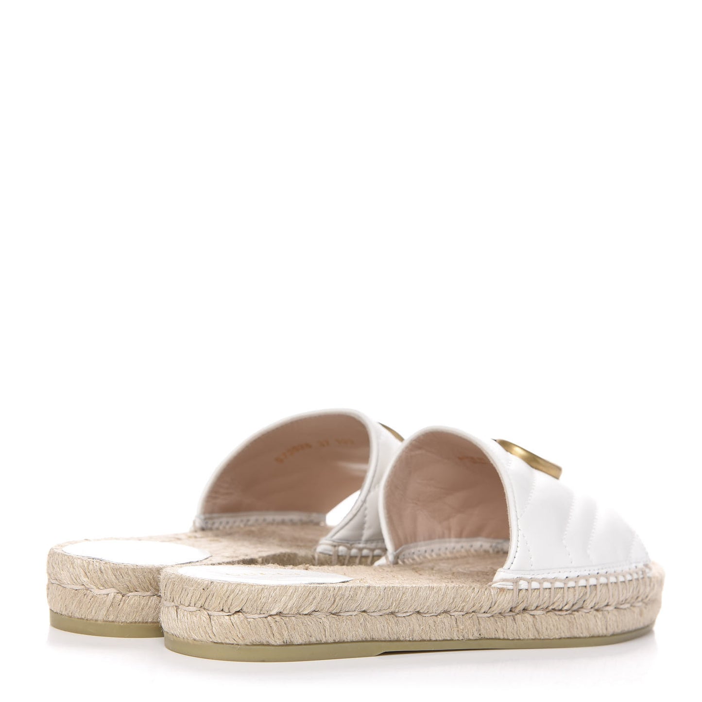 Nappa Matelasse GG Marmont Espadrille Slide Sandals 37 Great White