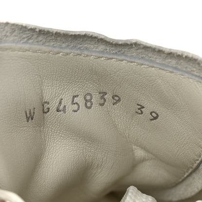 Chanel Laminated Calfskin Suede Quilted Womens CC Sneakers 39 Silver White Gray 9 of 10