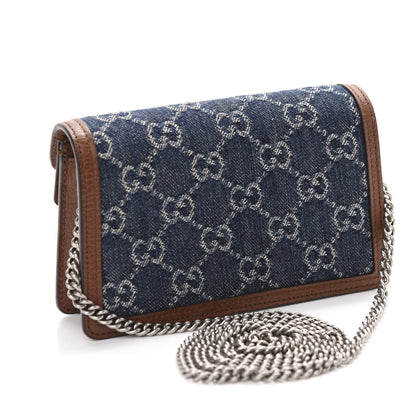 Gucci New Denim GG Monogram Dollar Calfskin Enamel Super Mini Dionysus Shoulder Bag Blue Tea Cuir Epilog Electric Blue 3 of 10