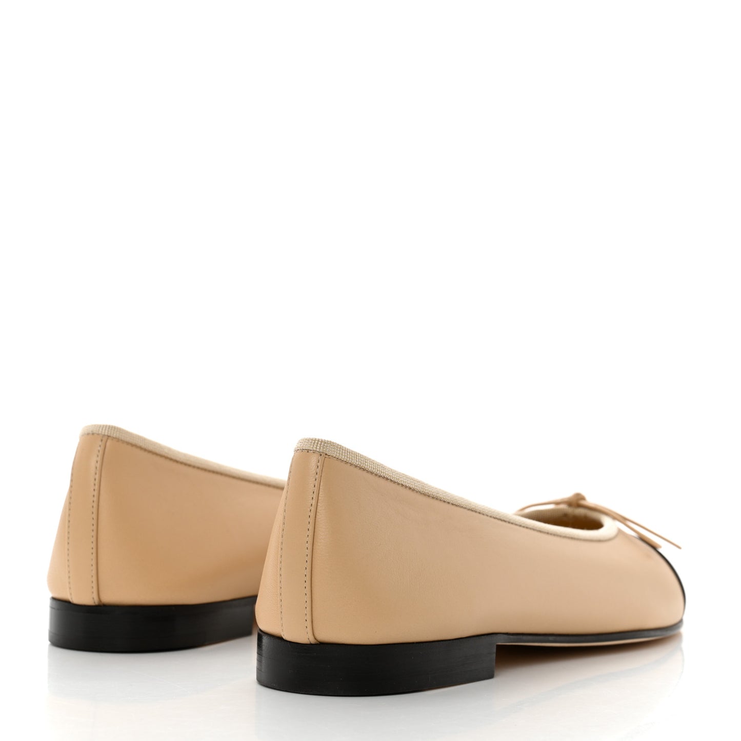 Lambskin Cap Toe CC Ballerina Flats 39 Beige Black