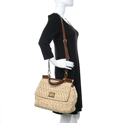 Dolce & Gabbana Woven Raffia Miss Sicily Satchel 2 of 14