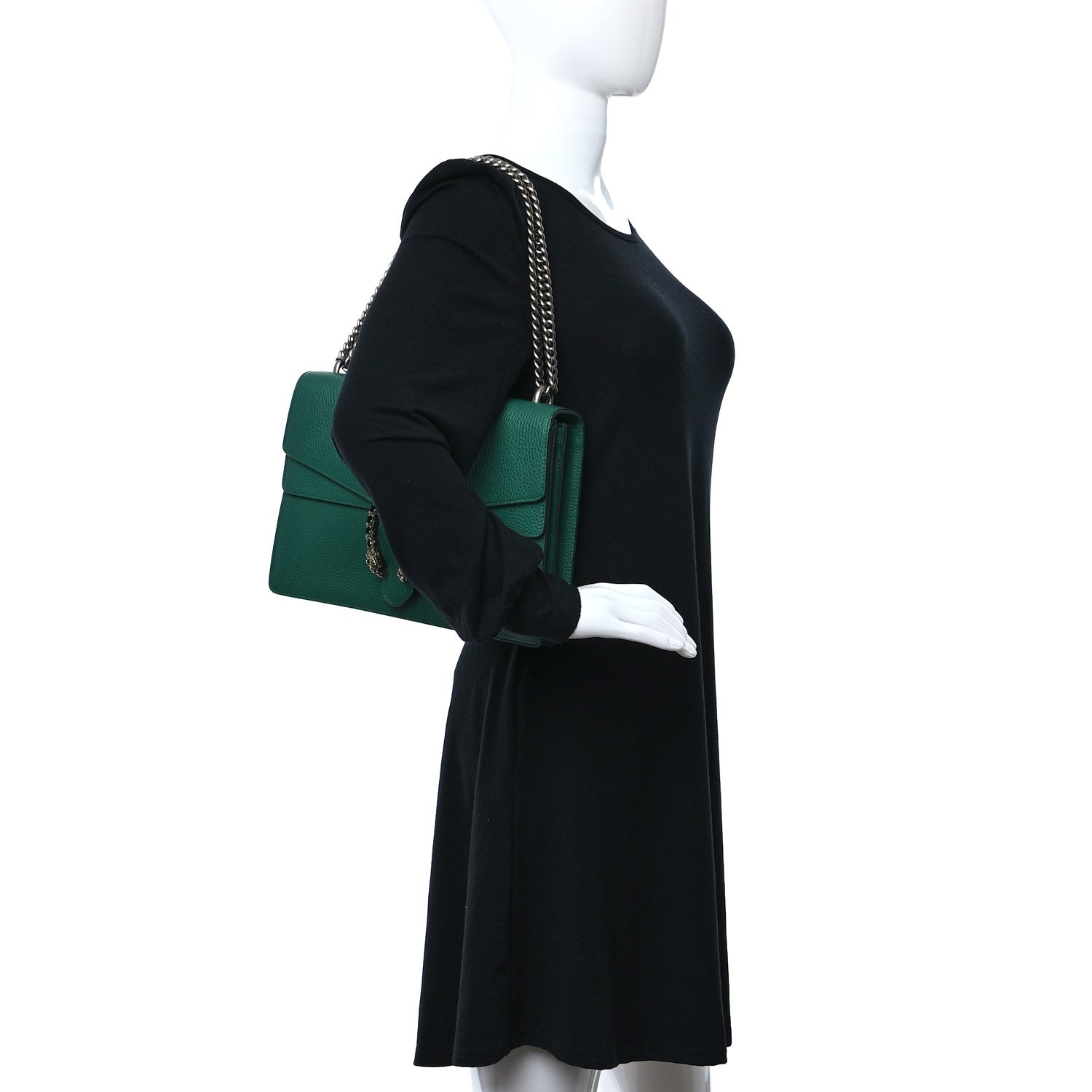 Gucci Dollar Calfskin Crystal Medium Dionysus Shoulder Bag Emerald 3 of 10