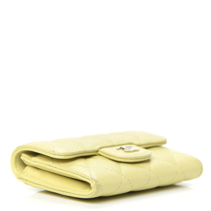 Chanel Caviar Quilted Flap Card Holder Wallet Yellow 4 of 11