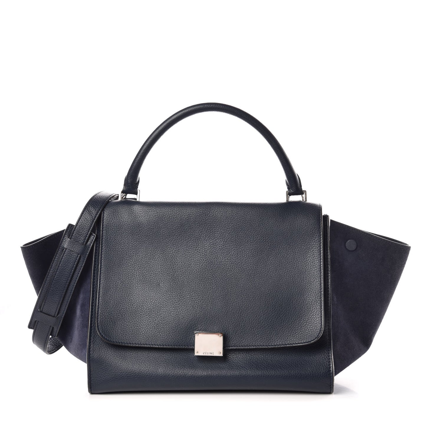 Drummed Calfskin Suede Medium Trapeze Navy